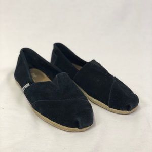 Suede Black Leather TOMS, Size W9, VGUC